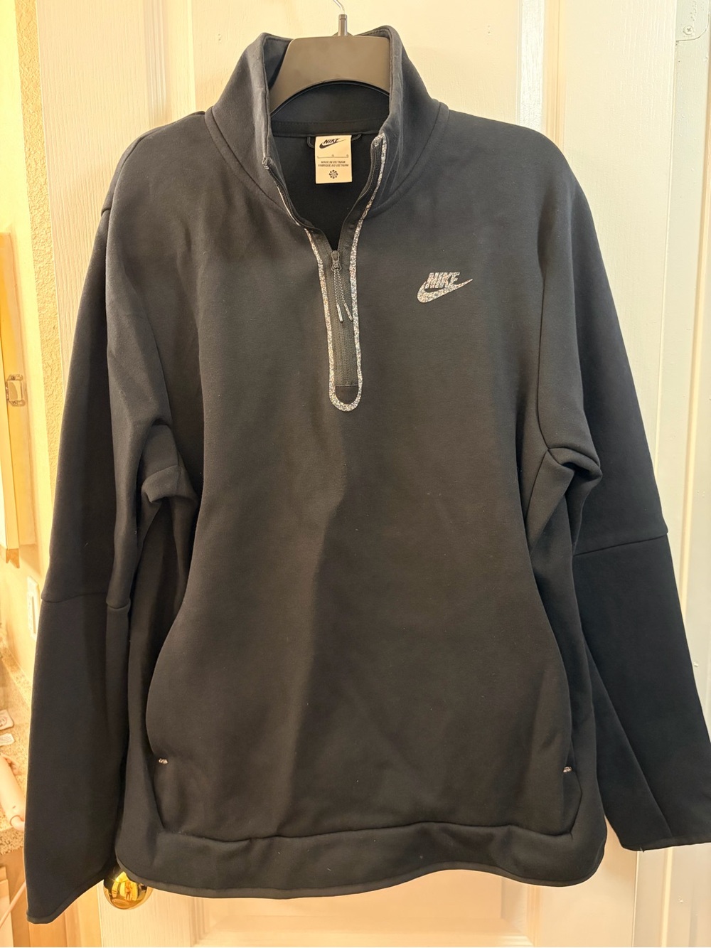 Nike Tech Men's Black Quarter-Zip Pullover with Subtle Logo